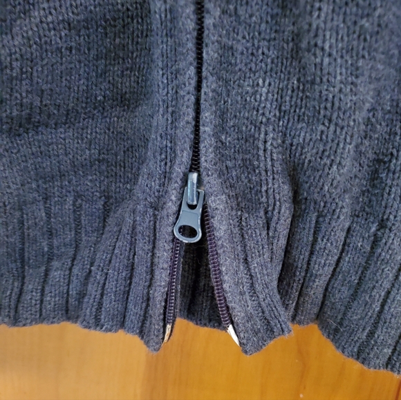 St John's Bay Sweater Mens Size Large Gray 2-Way Zipper 2 Pockets 100% Cotton - Picture 5 of 7